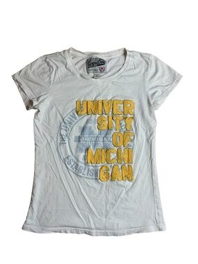 Campus Crew University of Michigan Varsity Spell Out T-Shirt White Medium